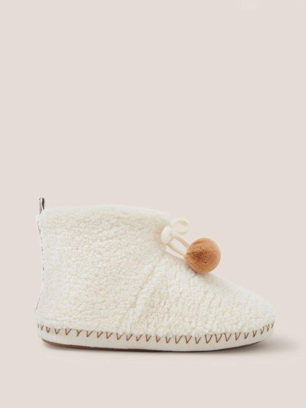 Borg Slipper Bootie in LIGHT NATURAL White Stuff